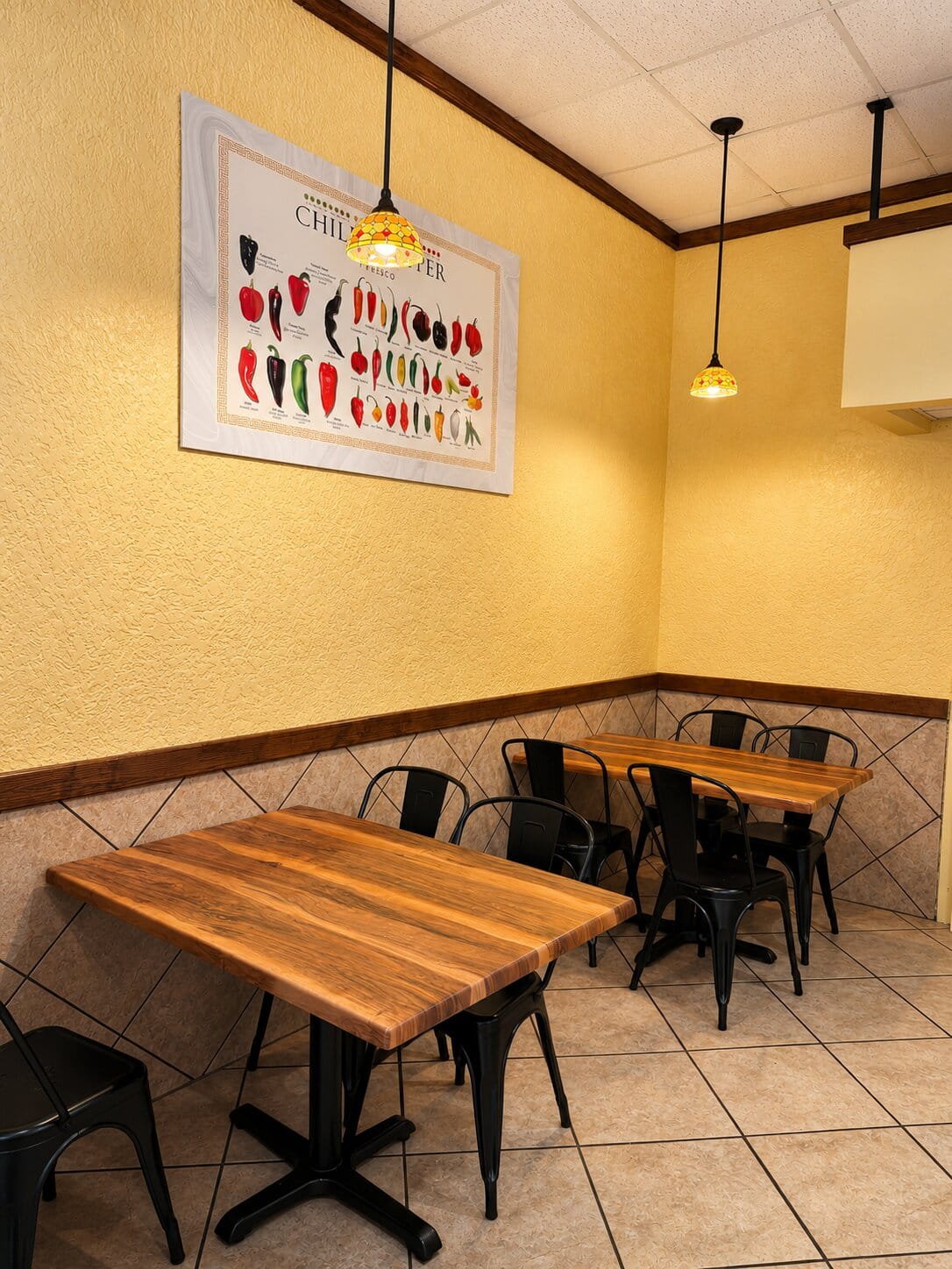 Dining room and seating inside Taco Master